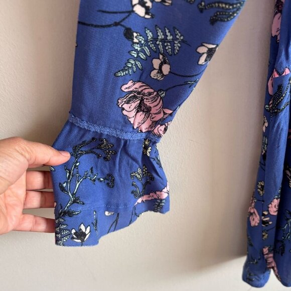 Lulus Women Long Lace Sleeve Floral Print Lace Detailed At the Top Mini Dress Bl - Picture 9 of 13